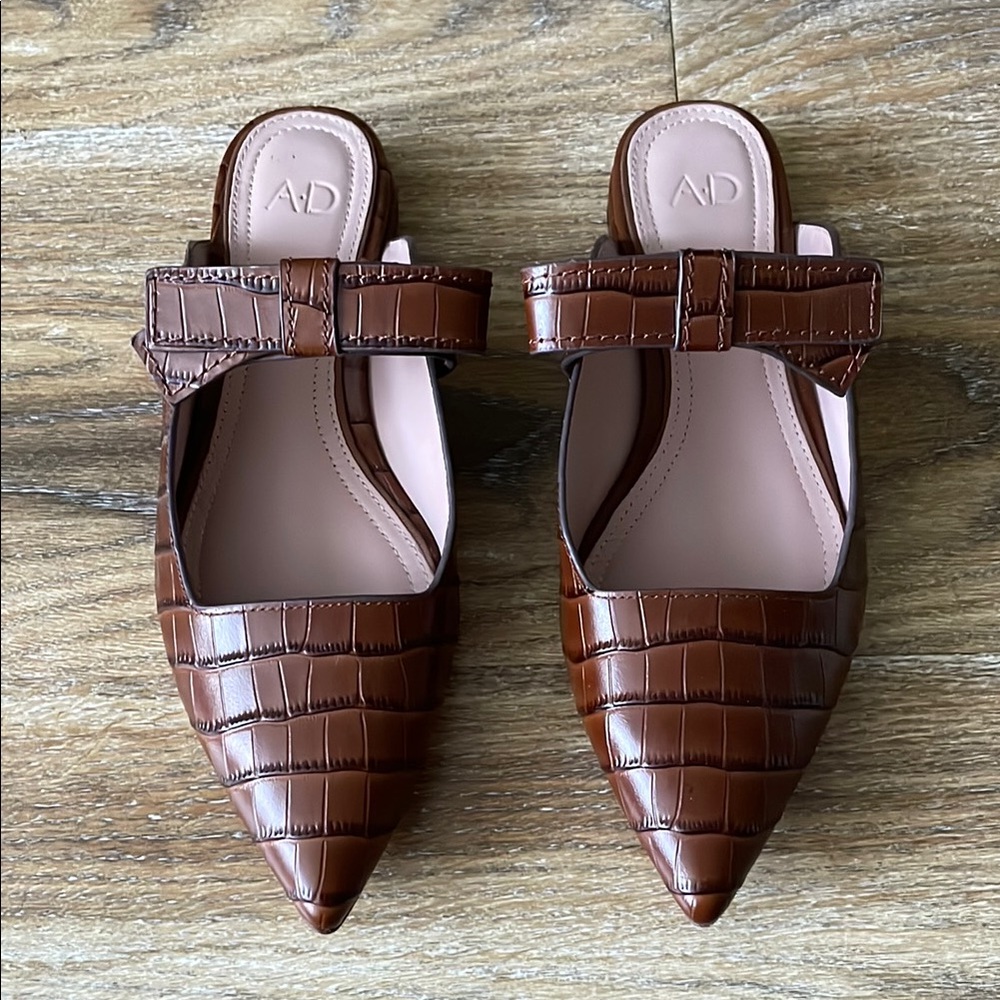 AD & DAUGHTERS Jemma Croc Embossed Leather Mules